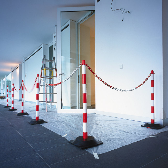 GUARDA lichte kettingpaal met rubberen voet - rood/wit