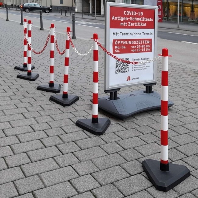 GUARDA Lot de potelets à chaîne légers avec pied en béton - rouge/blanc