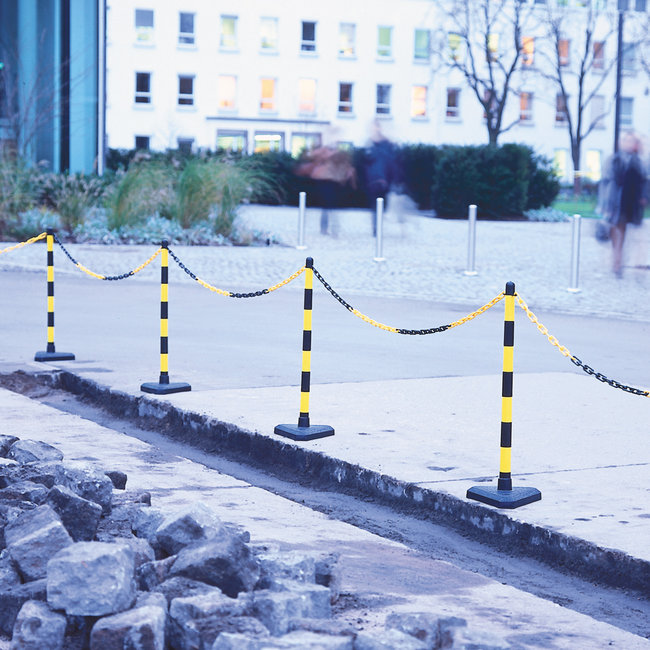 GUARDA Lot de potelets à chaîne légers avec pied en caoutchouc - jaune/noir