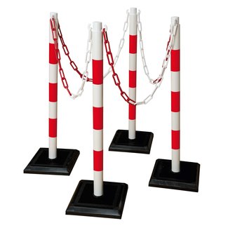 GUARDA Ensemble de poteaux à chaîne avec socle lourd en béton – rouge/blanc