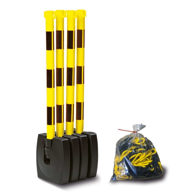 GUARDA -Flex set kettingpalen met inklapbare voet - geel/zwart
