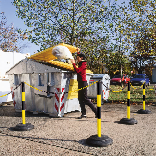 Poteau à chaîne lourd EXTERNE - base en plastique - jaune/noir