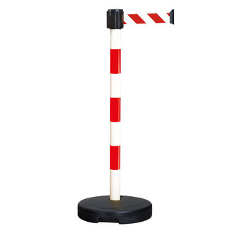 MORION Potelet d'avertissement à sangle BASIC - blanc/rouge