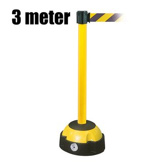 MORION Potelet d'avertissement à sangle INDUSTRIE - jaune - ruban jaune/noir - 3 m