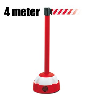 MORION Potelet d'avertissement à sangle INDUSTRIE - rouge - ruban blanc/rouge - 4 m