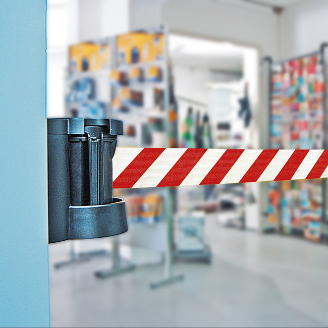 MORION Magnetische afzetlintcassette - wit/rood signalisatie - 3 m