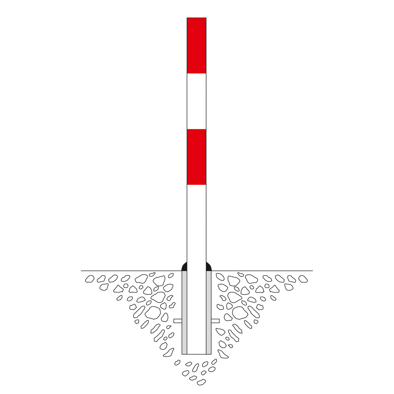 PARAT A uitneembare afzetpaal - Ø 76 mm - geen kettingogen - rood/wit