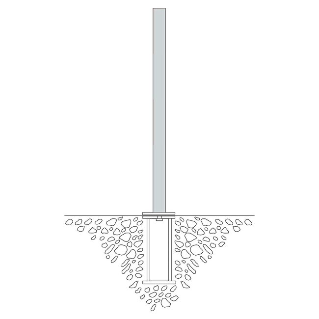 PARAT B afzetpaal + grondhuls - Ø 60 mm - 2 kettingogen - verzinkt