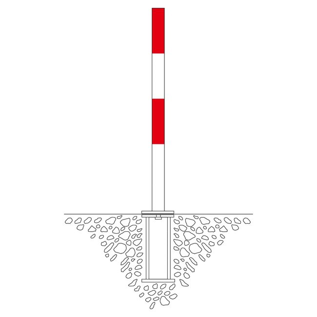 PARAT Borne B + douille de sol - Ø 60 mm - sans anneaux pour chaîne - rouge/blanc