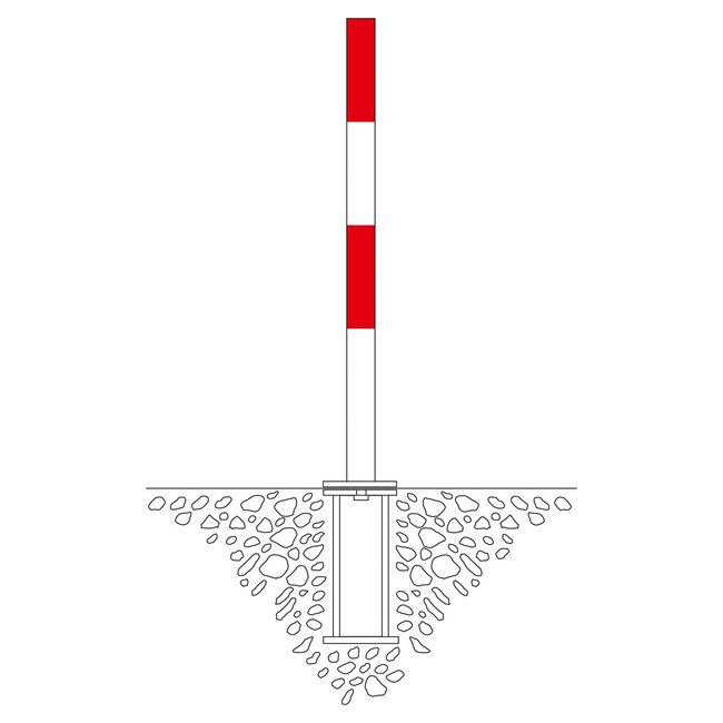 PARAT B afzetpaal + grondhuls - Ø 60 mm - 1 kettingoog - rood/wit