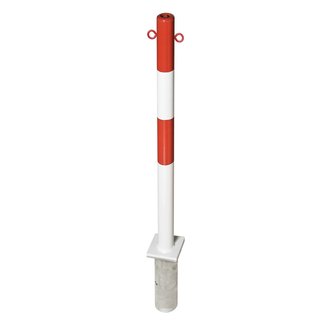 PARAT Borne B + douille de sol - Ø 60 mm - 2 anneaux pour chaîne - rouge/blanc