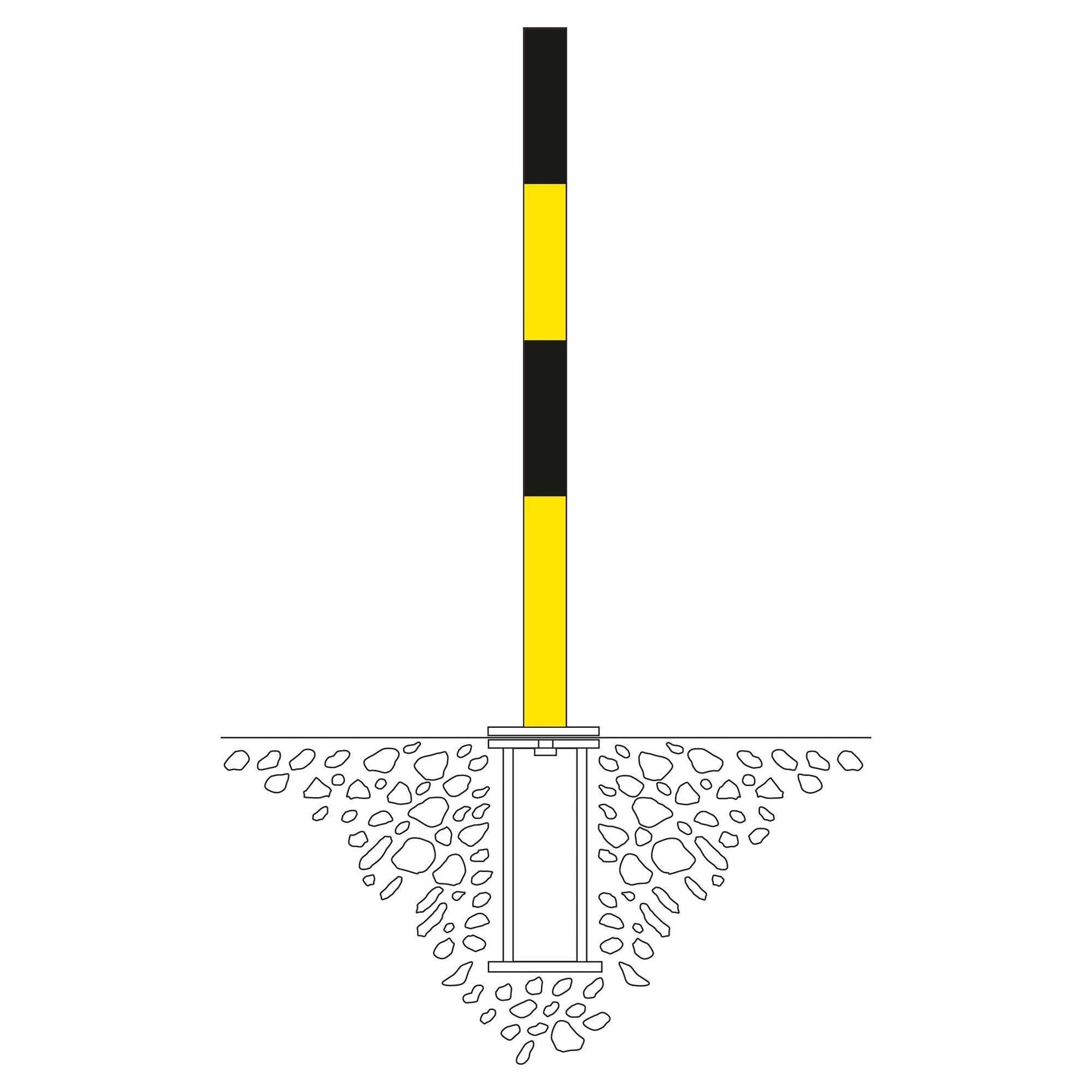 PARAT B afzetpaal + grondhuls - Ø 60 mm - 1 kettingoog - geel/zwart