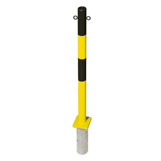 PARAT Borne B + douille de sol - Ø 60 mm - 2 anneaux pour chaîne - jaune/noir