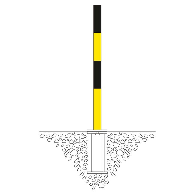 PARAT Borne B + douille de sol - Ø 60 mm - 2 anneaux pour chaîne - jaune/noir