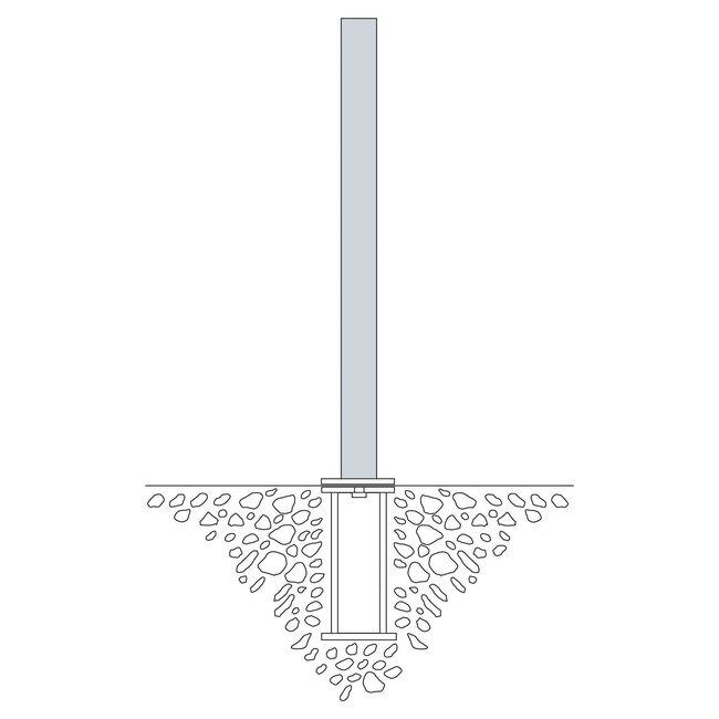 PARAT Borne B + douille de sol - Ø 76 mm - 1 anneau pour chaîne - galvanisé