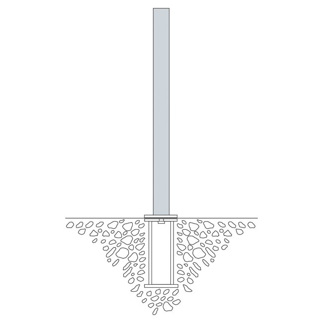 PARAT B afzetpaal + grondhuls - Ø 76 mm - 2 kettingogen - verzinkt