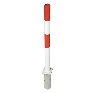 PARAT Borne B + douille de sol - Ø 76 mm - sans anneaux pour chaîne - rouge/blanc