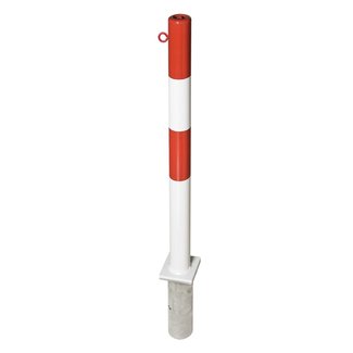 PARAT Borne B + douille de sol - Ø 76 mm - 1 anneau pour chaîne - rouge/blanc