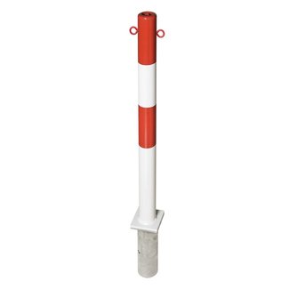PARAT Borne B + douille de sol - Ø 76 mm - 2 anneaux pour chaîne - rouge/blanc