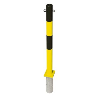 PARAT Borne B + douille de sol - Ø 76 mm - 2 anneaux pour chaîne - jaune/noir