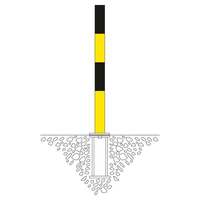PARAT Borne B + douille de sol - Ø 76 mm - 2 anneaux pour chaîne - jaune/noir