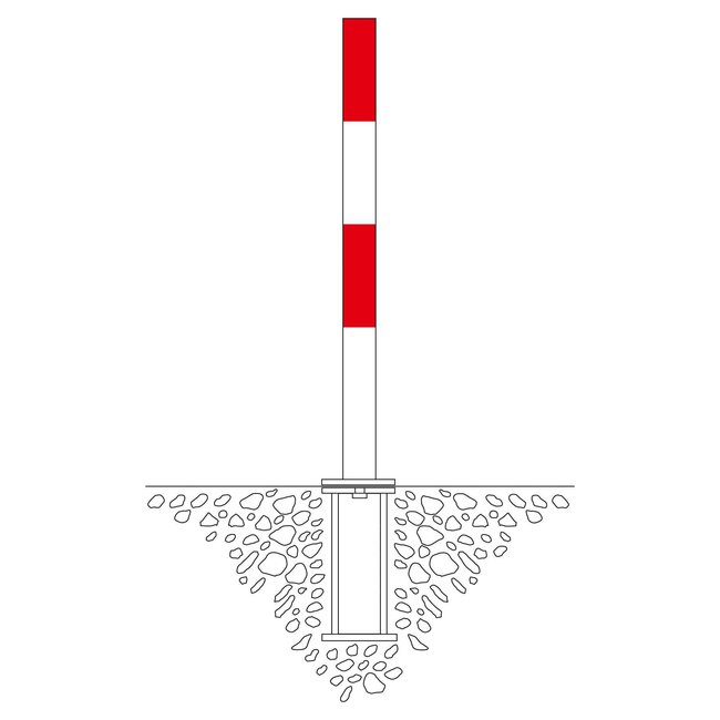 PARAT Borne B + douille de sol - 70 x 70 mm - 1 anneau pour chaîne - rouge/blanc