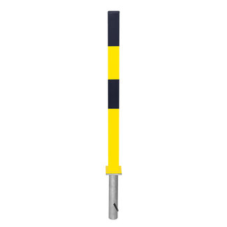 PARAT B afzetpaal+grondhuls - 70x70 mm - geen kettingogen - geel/zwart