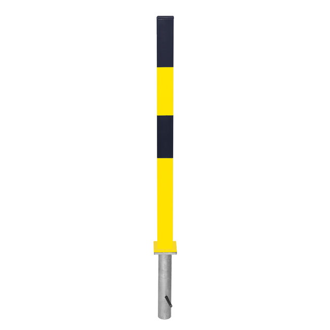 PARAT B afzetpaal + grondhuls - 70x70 mm - geen kettingogen - geel/zwart