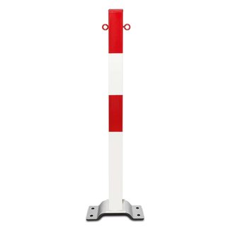 PARAT B afzetpaal + voetplaat - 70 x 70 mm - 2 kettingogen - rood/wit