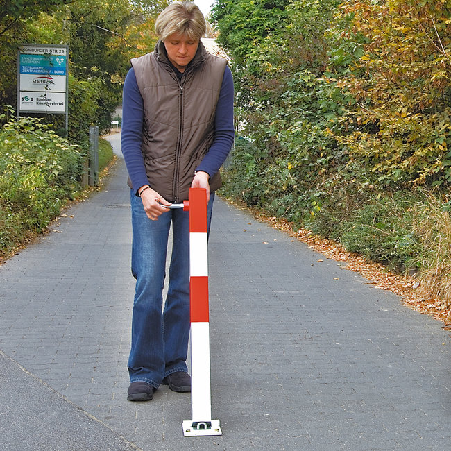 SESAM B klappaal op voetplaat - 70 x 70 mm - driekantslot - rood/wit