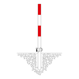 Borne rabattable SCHUPO + douille de sol – Ø 60 mm – rouge/blanc