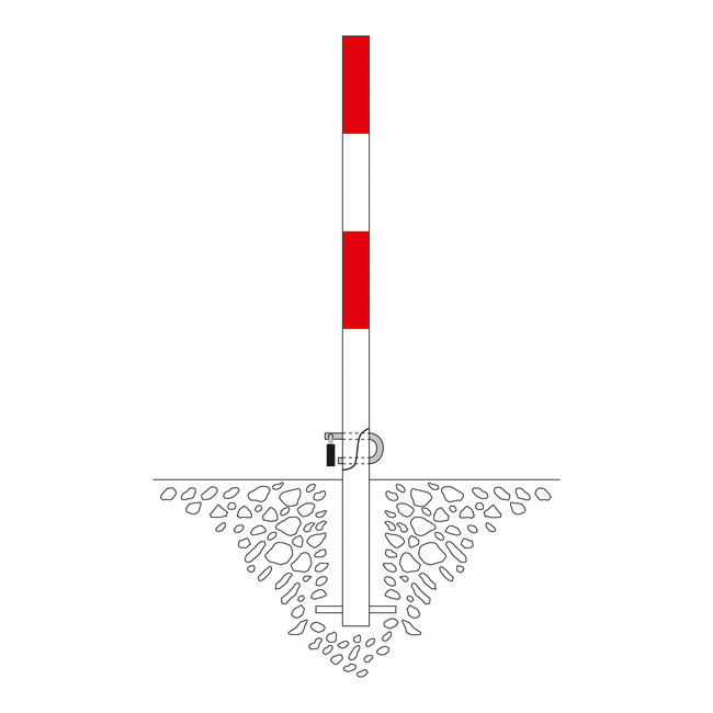 SCHUPO klappaal + grondhuls - Ø 60 mm - rood/wit