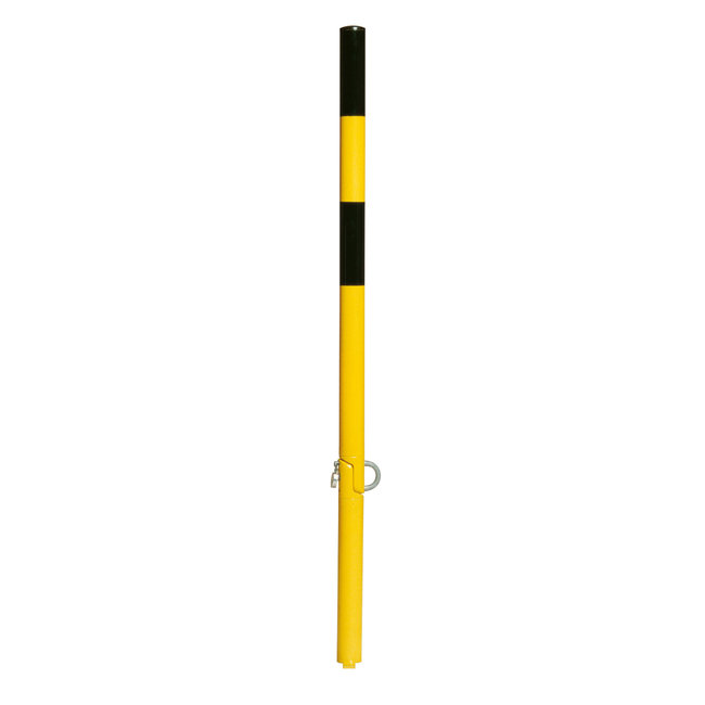 Borne rabattable SCHUPO + douille de sol – Ø 60 mm – jaune/noir
