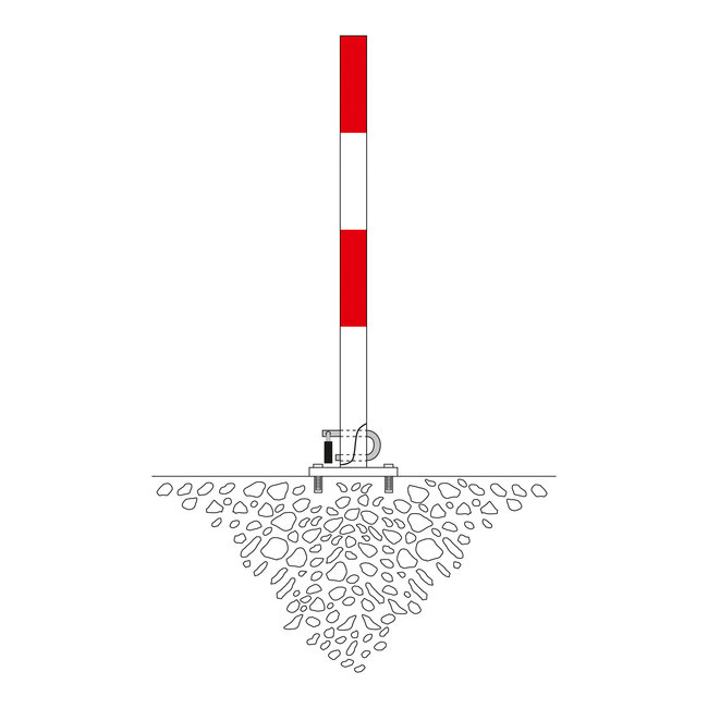 SCHUPO klappaal op voetplaat - Ø 60 mm - rood/wit