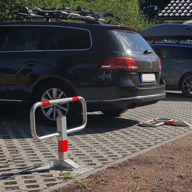 SESAM Privaat arceau de parking sur platines – galvanisé avec bandes rouges