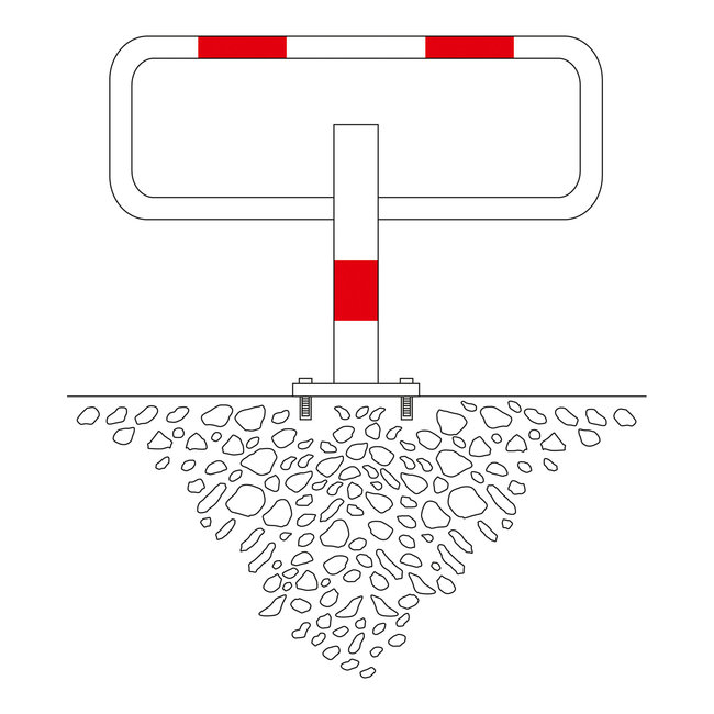 SESAM Arceau de stationnement Privaat sur platine – blanc avec bandes rouges