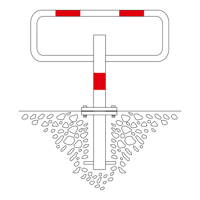 SESAM Privaat arceau de parking avec douille de sol – galvanisé avec bandes rouges