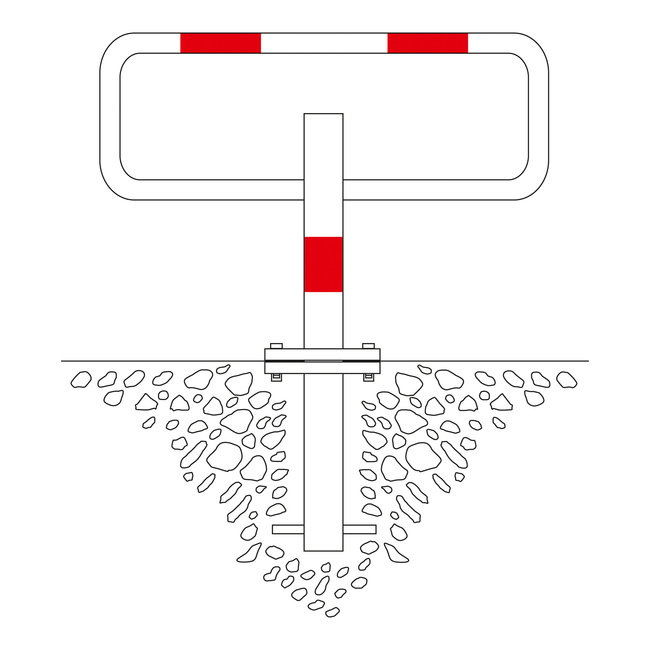 SESAM Arceau de stationnement privé avec douille de sol - blanc avec bandes rouges