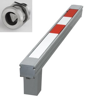 SESAM Potelet rabattable Plus B encastré – serrure triangulaire – rouge/blanc