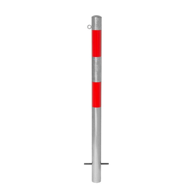 MORION vaste afzetpaal Ø 60 mm - inbetonneren - 1 kettingoog - verzinkt met rode reflecterende banden