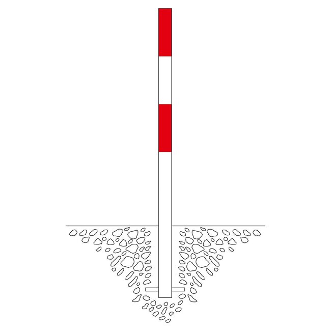 MORION Poteau de délimitation Ø 60 mm – à bétonner – 0 œillet pour chaîne – laqué rouge/blanc