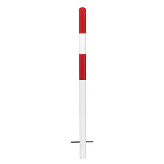 MORION Poteau de délimitation Ø 60 mm – à bétonner – 0 œillet pour chaîne – laqué rouge/blanc