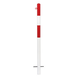 MORION Poteau de délimitation Ø 60 mm – à bétonner – 1 œillet pour chaîne – laqué rouge/blanc