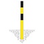 MORION Poteau de délimitation Ø 76 mm – à bétonner – 1 œillet pour chaîne – galvanisé et laqué jaune/noir