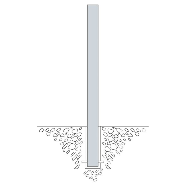 MORION Poteau de délimitation Ø 76 mm – à bétonner – 2 anneaux pour chaîne – galvanisé