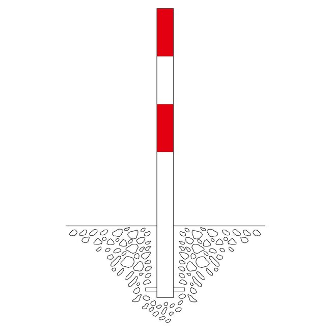 MORION Poteau de délimitation Ø 76 mm – à bétonner – 0 œillet pour chaîne – laqué rouge/blanc