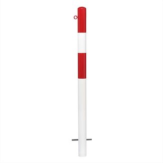 MORION vaste paal Ø 76 mm-inbetonneren-1 kettingoog-gecoat rood/wit