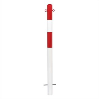 MORION vaste paal Ø 76 mm-inbetonneren-2 kettingogen-gecoat rood/wit