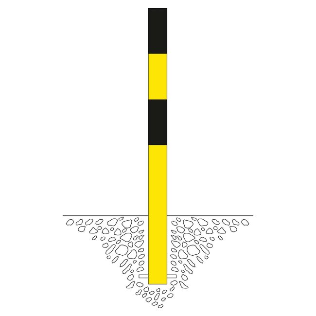 MORION Poteau de délimitation Ø 90 mm – à bétonner – 0 œillet pour chaîne – galvanisé et laqué jaune/noir