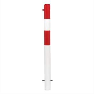 MORION vaste paal Ø 90 mm-inbetonneren-1 kettingoog-gecoat rood/wit